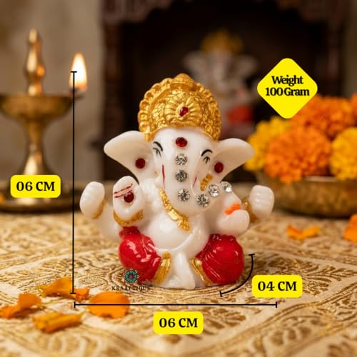 Image of Multicolor Ganesh Idol for Car Dashboard Glossy Finish Lord Ganesha Murti Small Decorative Statue for Home Temple Office Desk Spiritual Decor Gift