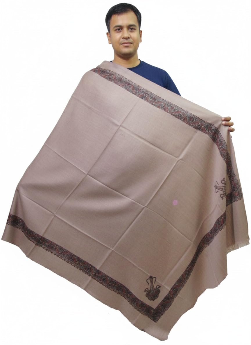 Vrinde Beige Wool Printed Men's Shawl KA-SWL-35-picture-21