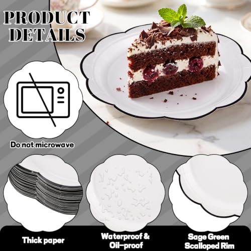 Image of 30 Pcs Black and White Paper Plates 9 Inch Halloween Plates Disposable