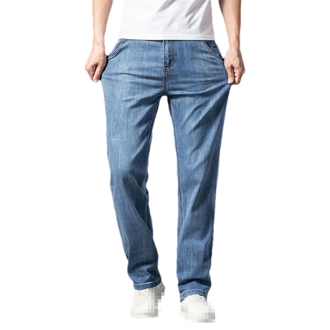 Vogrtcc Pantalones Vaqueros Rectos Relajados con Bolsillo con Cremallera para Hombre