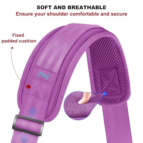 Image of ZINZ 74 inch Shoulder Strap with Fixed Pad and Dual Balanced Buckles,Purple