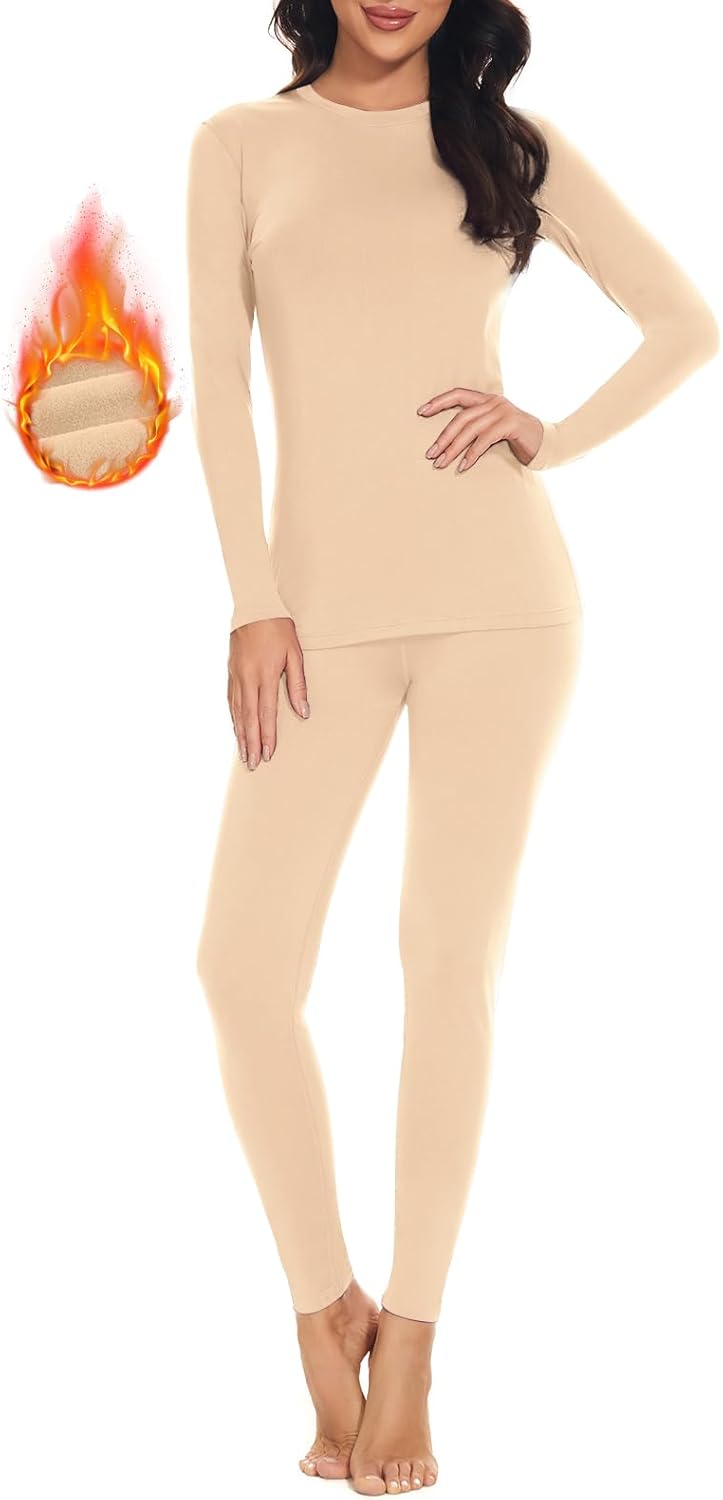 SIMIYA Women Thermal Underwear Set Base Layer Long Sleeve Top Ultra Soft Long Johns Fleece Lined Thermals Leggings for Winter Workout SIMIYA Women Thermal Underwear Set Base Layer Long Sleeve Top Ultra Soft Long Johns Fleece Lined Thermals Leggings for Winter Workout