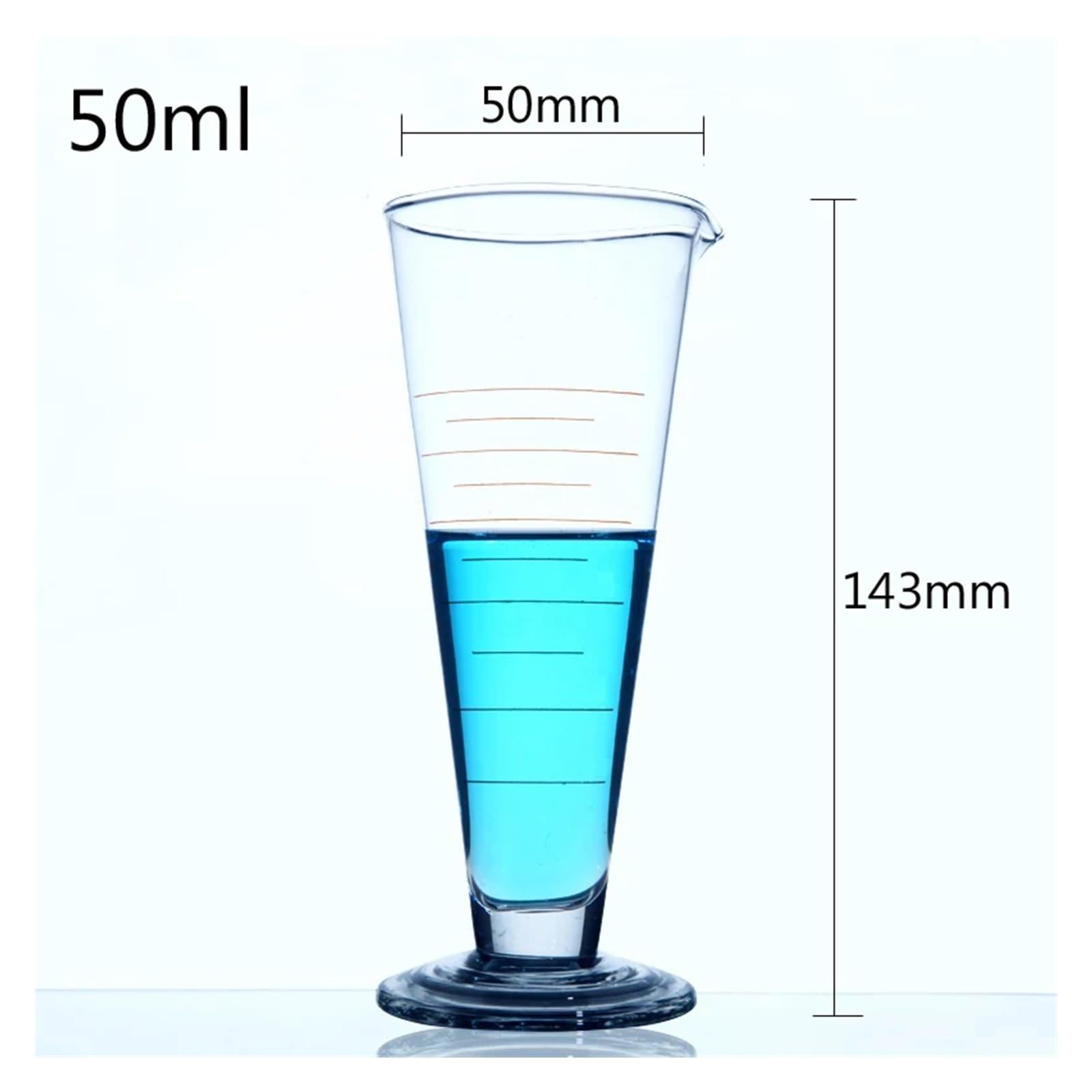Juego de matraces de Vidrio, Vaso medidor cónico de Vidrio Graduado de 50 ml Vaso medidor Triangular de Vidrio