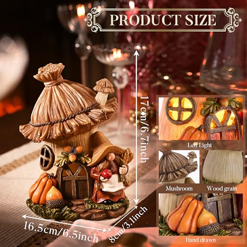 Valery Madelyn Fall Decorations For Home Lady Gnomes, Resin Straw Light House Statues Fall Decor Indoor Table Centerpiece thumb #2