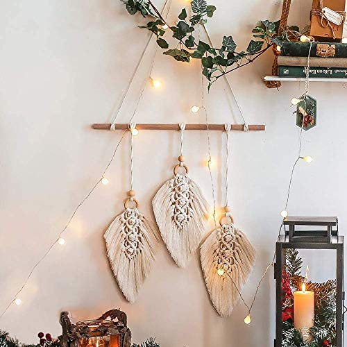 Dremisland Macrame Colgante de Pared Hoja Pluma Tapiz Tejido a Mano Borlas...