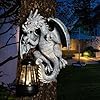 Dragon Statues Tree Hugger with Solar Lantern Resin Solar Dragon Statue for Outside Outdoor Garden Decor Yard Medieval Decorations Ideal Dragons Figurines Sculpture Light Housewarming Gift Mom Kid