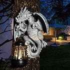Dragon Statues Tree Hugger with Solar Lantern Resin Solar Dragon Statue for Outside Outdoor Garden Decor Yard Medieval Decorations Ideal Dragons Figurines Sculpture Light Housewarming Gift Mom Kid