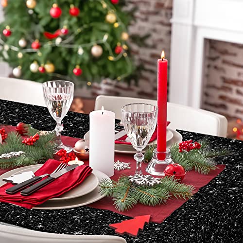 Oudain 54 X 108 Inch Glitter Tablecloth Shiny Runner For Party Waterproof Rectangle Table Cover For Bbq Birthday Celebration Baby Shower Wedding Birthday Decoration (6 Pcs, Black) #TOP3