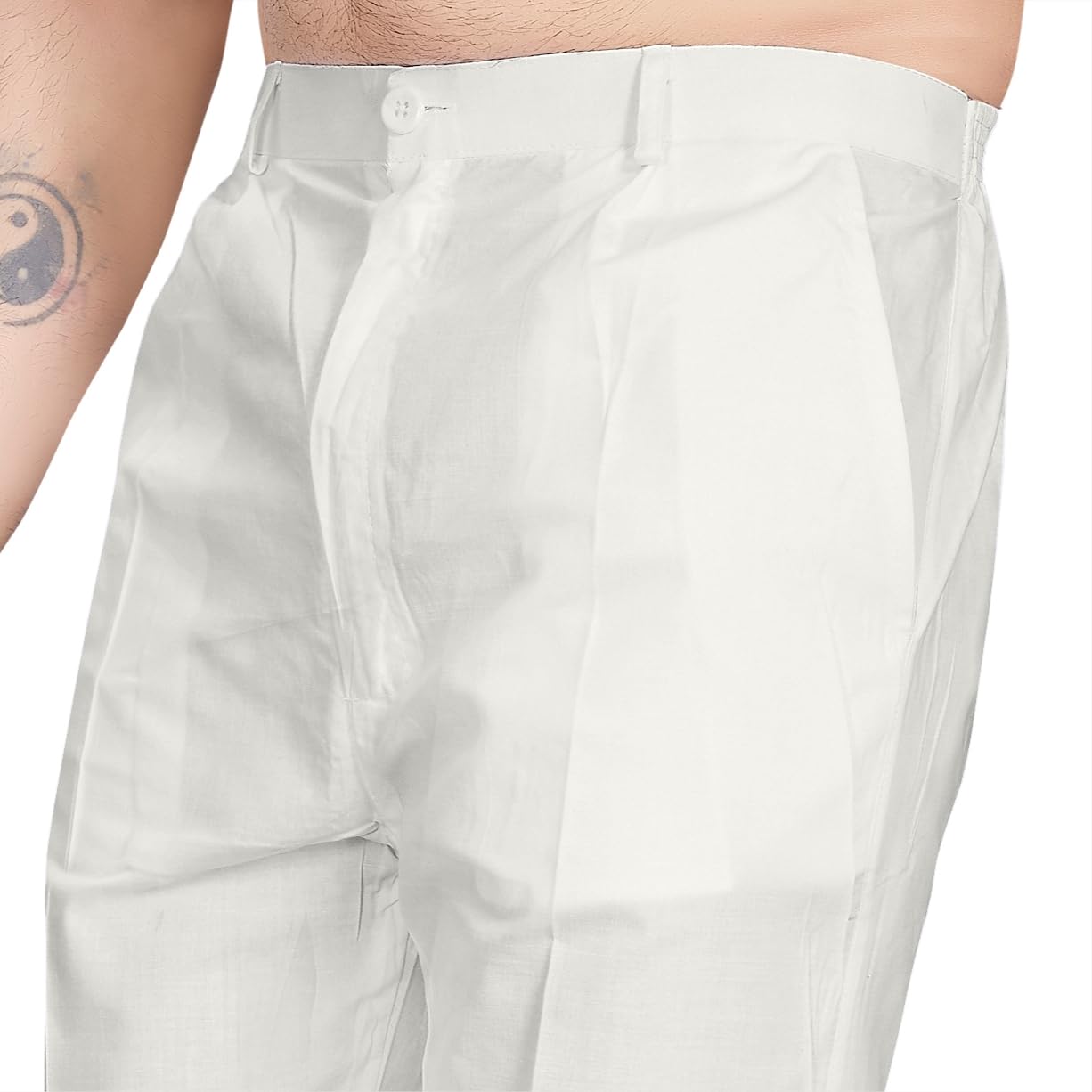 DIVISIVE Men's Cotton Stitched Slim Fit Pyjama/Pant (DPT28_XL_Off White) - Image 4 thumbnail
