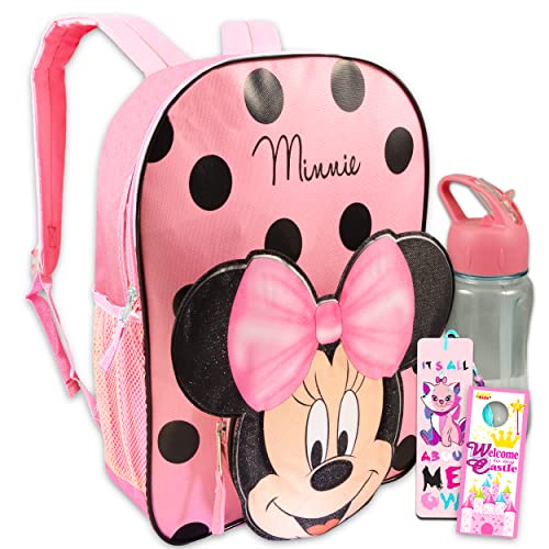 Disney Minnie Mouse Backpack For Toddlers ~ 12" Minnie Mouse School Bag With 3D Ears And Bow With Bookmark (Minnie Mouse School Supplies Bundle) #TOP4