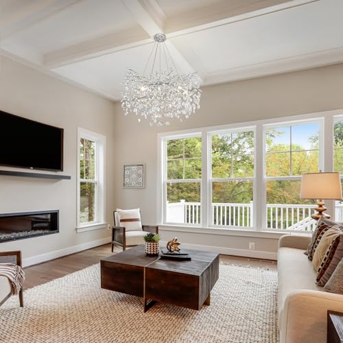 Modern Crystal Chandelier - 30" Silver Tree Branch Design - Image 5