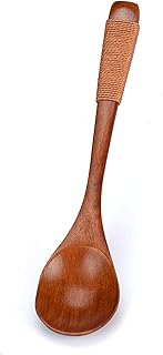 NC 14cmTsunNee cuillère en Bois Long Manche Corde Noire Japonaise cuillère en Bois Table à Manger cuillère de Cuisine Mixte, utilisée pour la Cuisine dîner déjeuner Vaisselle