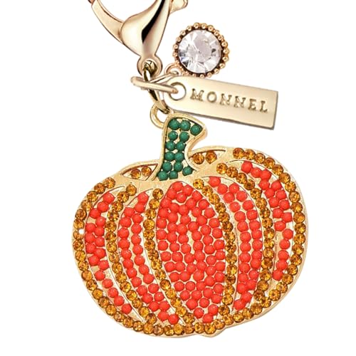 MC379 Crystal Pumpkin with Lobster Clasp Charm for Women with Velvet Bag (Orange,1 Piece)2