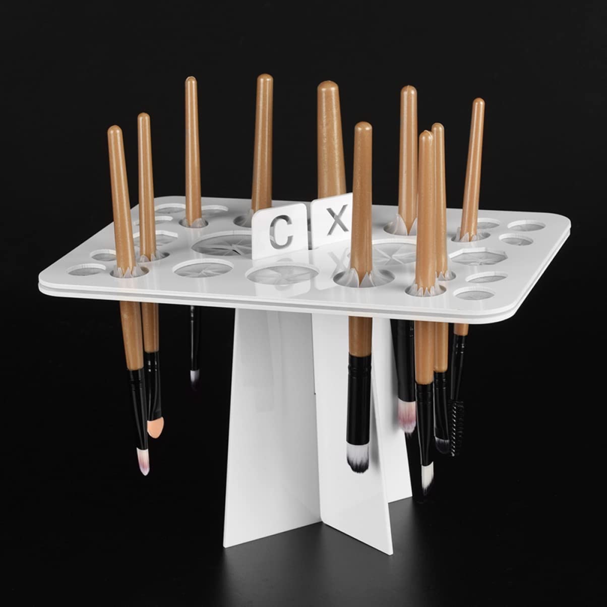 FRCOLOR 3pezzi Supporto Per Asciugatura Pennelli Makeup Con Organizer Bianco Per Pennelli Cosmetici Facile Da Montare e Pulire Design Leggero e Resistente