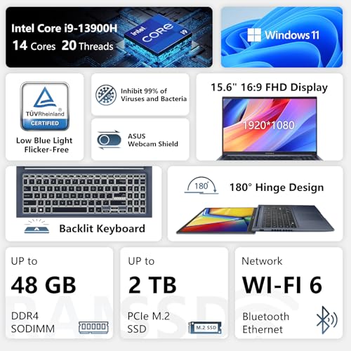 ASUS Vivobook 15 Laptop, 15.6" FHD, Intel Core i9-13900H,, photo 2 of 4