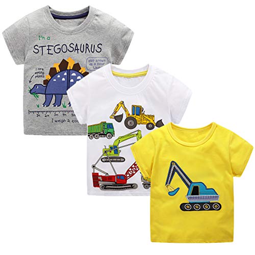 Image of Toddler Boys' Short Sleeve Tees Cotton Casual Graphic Crewneck Summer Top Clothes T-Shirts