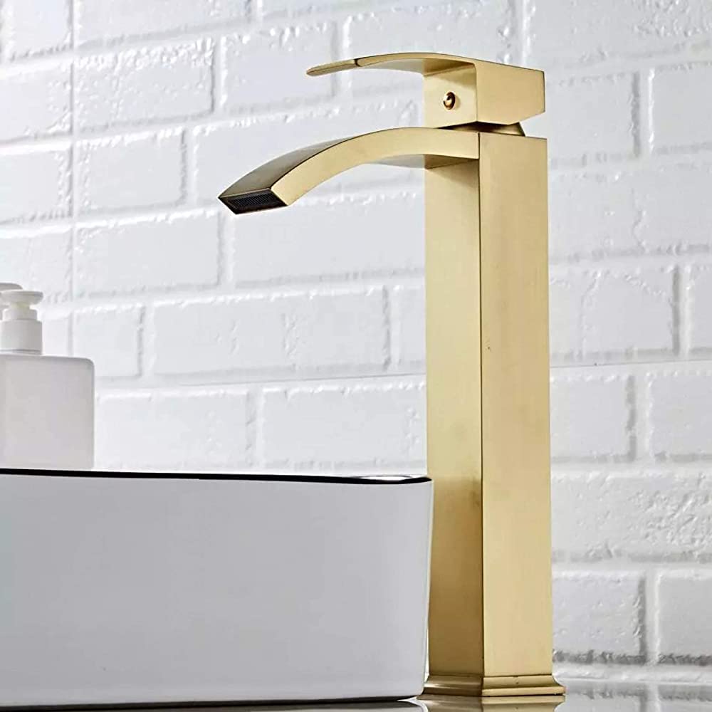 Robinet de lavabo cascade avec mitigeur eau chaude et froide en cuivre blanc