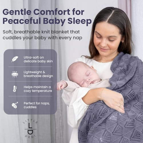 Image of Hypoallergenic Baby Blanket - 30x40 Inches Grey Blue, Oeko-TEX Certified, Thermal-Regulating, Silky Soft Knit Neutral for Girls & Boys - Swaddle, Toddler, or Receiving Blanket