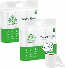 Shrayati Toilet Paper Roll, Ultra Soft 2 Ply Biodegradable Toilet Paper, Non-Clogging Super Absorbent Toilet Roll, 225 Pulls Per Roll, Dispenser-Free (Pack of 12)