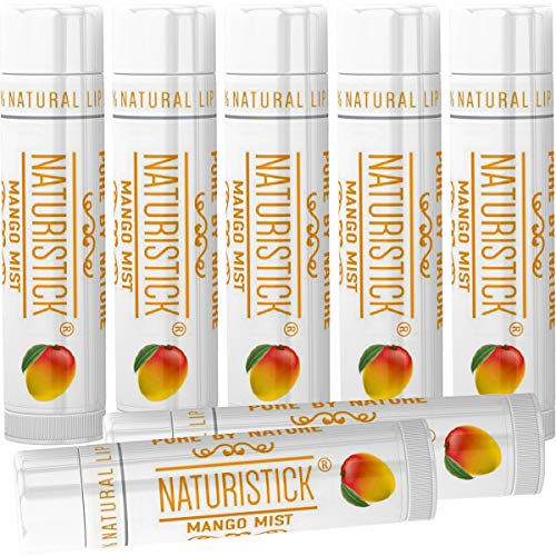 7-Pack Mango Lip Balm Gift Set by Naturistick. 100% Natural Ingredients. Best Beeswax Chapstick for Dry, Chapped Lips. Made in USA