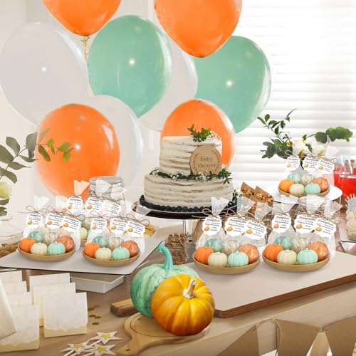 demissle 40 fall pumpkin baby shower favors thanksgiving bridal shower soap favors mini pumpkin soap thanks card gift bag with string for guest wedding autumn party decor gifts colorful