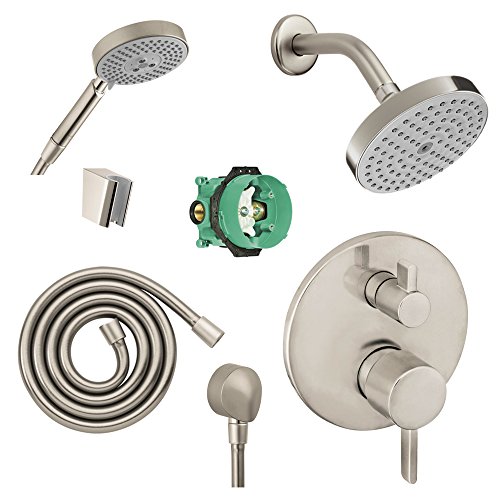 Hansgrohe KSH04447-04342-14BN-2 Raindance Shower Faucet Kit with Handshower, PBV Trim with Diverter & Rough, Brushed Nickel