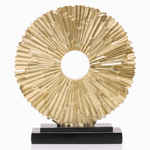 DOVDOV Gold Home Decor Sculpture, Unique Round line Statue, Modern Home Decor, Decorative Panel Statue Gold Decoration for Living Room TV Stand, Office, Bedroom, Dining Table Centerpiece.