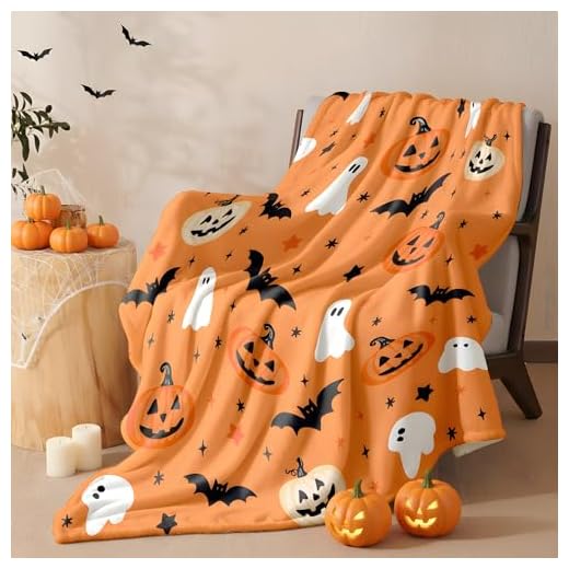 30+ Red and White Christmas Decor Ideas 3 LOSIVISHE Halloween Flannel Throw Blanket – Ghost, Bat & Pumpkin Pattern – Orange Festive Blanket for Couch or Bed, W50 x L70in