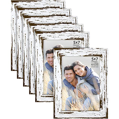 Langdon House RLND-5X7-DWT-PK6 Picture Frames (Distressed White, 6 Pack) Farmhouse Style cover