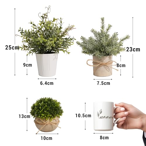 4 Stück Künstliche Pflanzen, Mini Kunstpflanze für Zimmer Deko, Künstliche Pflanzen Plastik für Schlafzimmer Badezimmer Küchen Zuhause Innen Deko (007, 4 Stück) – Bild 4