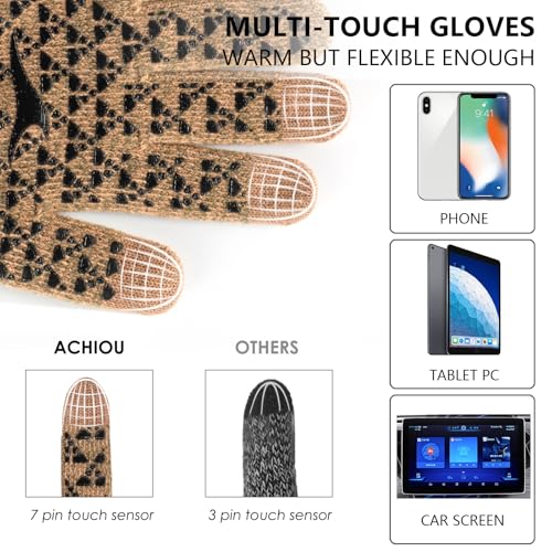 Image of Achiou Winter Gloves, Glove for Men Women, Upgraded Touch Screen Texting Warm Running with Thermal Soft Knit Lining