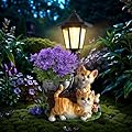 YEPOTUE Solar Cat Outdoor Statues, Garden Sculptures with Flowerpot Decor & Solar Lantern for Yard Art Lawn Ornaments Porch Patio Balcony - Idea Gifts for Women Mom Grandma