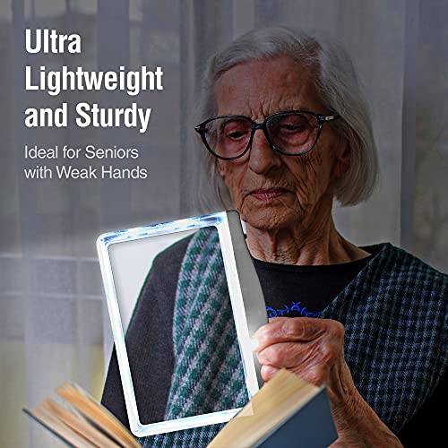 Magnipros 3X Large Ultra Bright Led Page Magnifier With Anti-Glare Dimmable Leds(Evenly Lit Viewing Area & Relieve Eye Strain)-Ideal For Reading Small Prints & Low Vision #TOP1