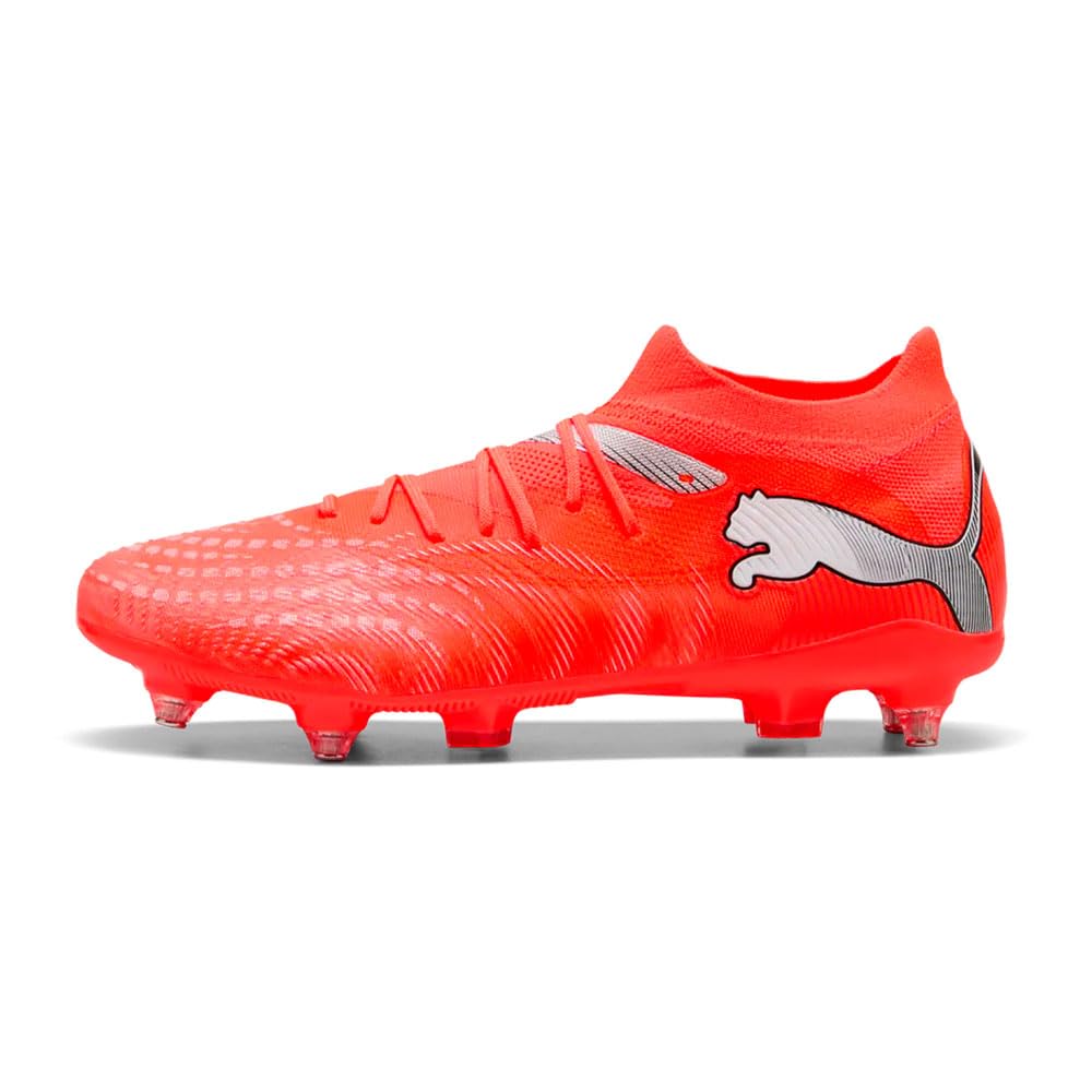 PUMA Unisex Future 9 Match Mixed Soft Ground Football Boots, Glowing Red-PUMA White-PUMA Black-PUMA Silver, 7.5 UK