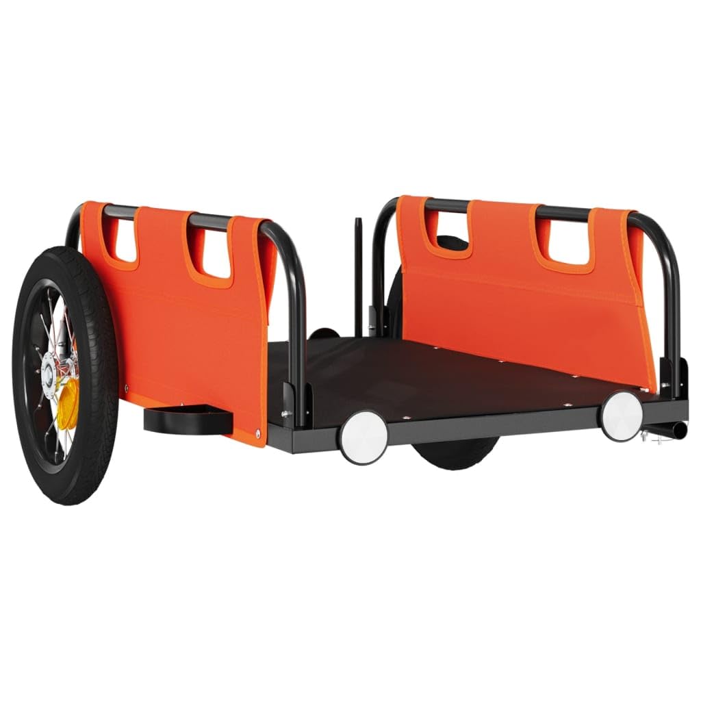 Remorque de vélo Orange Tissu Oxford et Fer Remorque de Transport pour vélo, Chariot à roulettes -A