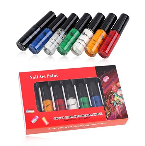 Fercaish New Stamping Nail Polish - Eco Friendily Fast Drying and Easy to Color Solid Color Nail Art Polish Set for Manicure Printing Stamping Plate (7 Bottles)