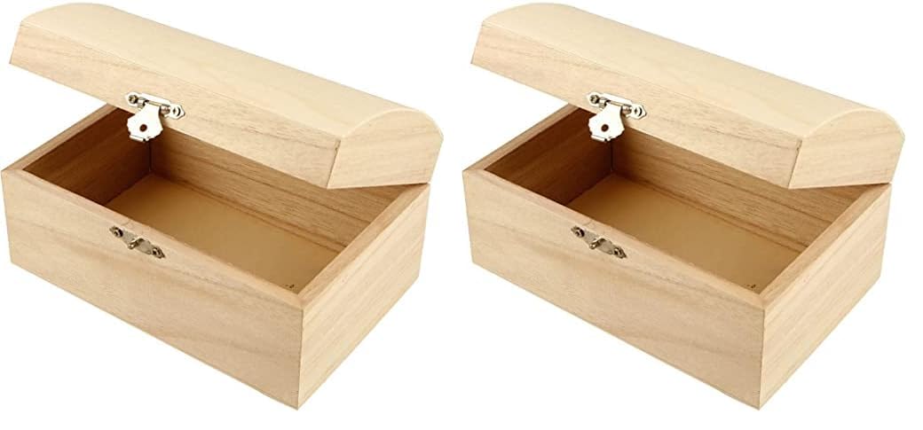 Create Crafts 575440 Creativ 1-Piece Wooden Treasure Chest with Curved Lid and Metal Clasp, Brown, 16.5x11x8.55 (Pack of 2)