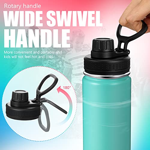 8 Pieces 14 Oz Kids Water Bottles, Stainless Steel Triple Wall Vacuum Insulated Wide Mouth Flasks With Wide Handle, Leak Proof Tumbler Travel Cups For Girls Boys School #TOP4