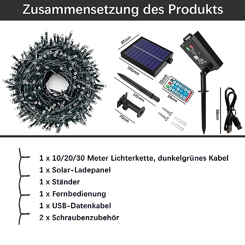 Hopelit Solar Fairy Lights Outdoor 10 m 100 LED Warm White with Remote Control and Timer, 8 Modes - Image 4