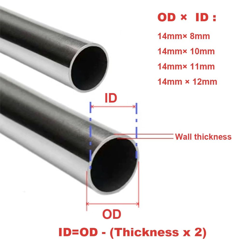Stainless Steel Tube 304 Stainless Steel Pipes, Seamless Capillary Tubes, 500mm Length Industrial Pipes, Precision Hollow Pipes, 1pcs (Color - View #5