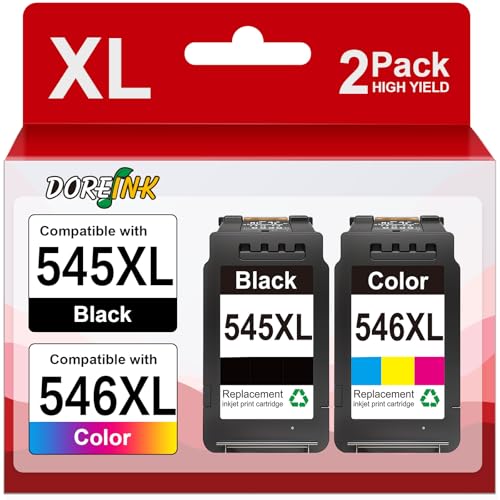 DOREINK 545XL 546XL Replacement for Canon Druckerpatronen 545 546 XL PG 545XL CL 546XL Multipack for Canon Pixma TS3150 TS3151 TS3350 MG2550S MG2550 MG2950 TR4550 TR4551 MX495 (Black and Colour)