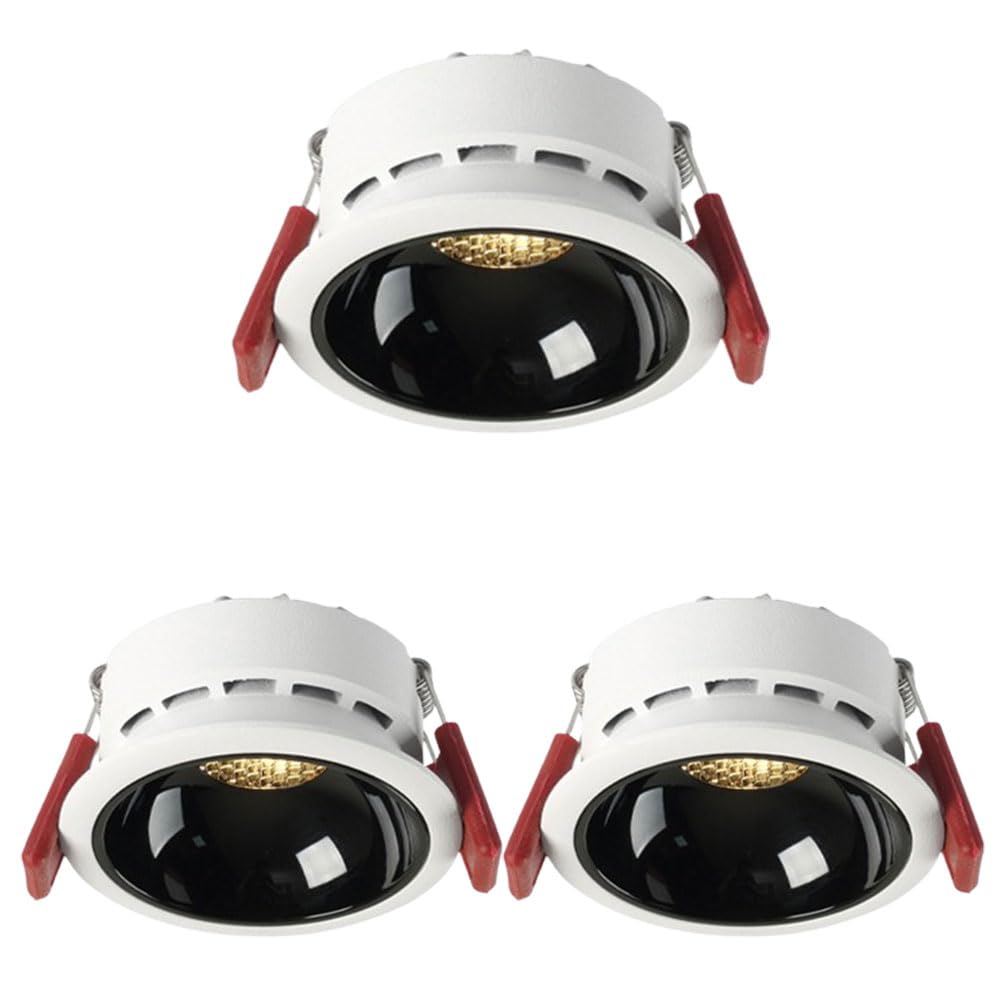 ASerZenith 3-Pack 3.3 Inch Led Downlight Interior Recessed Ceiling Lighting Dimmable 7W Cob Anti-Glare Led Panel Light Cri90+ Dimmable Led Recessed Downlight,Black Cup