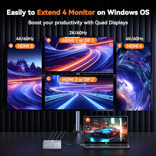 TobenONE-Quad-Monitor-Docking-Station-with-4-HDMI-18-in-1-DisplayLink-Docking-Station-with-120W-Charger-USB-C-Dock-for-Thunderbolt-43-USB-C-Windows-MacBook4-USB-2-USB-C-EthernetSDTFAudio