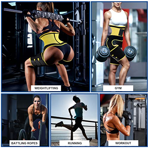 Racelo 3 In 1 Sauna Waist Trainer Butt Lifter Thigh Trimmer Sweat Body Shaper Exercise Wrap Stomach For Women Workout Sports (Yellow, 2Xl) #TOP4