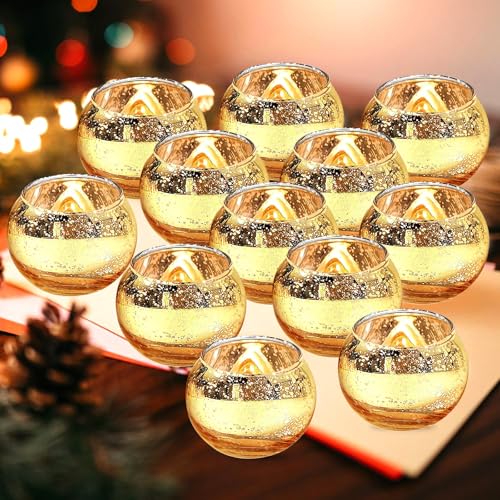 Teelichtgläser, 12 Stück Gefleckt Teelichthalter Glas,...
