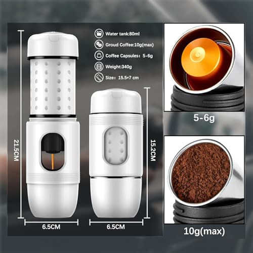 Image of STARESSO TRAVEL Coffee Maker, Mini Portable Espresso Maker, 2IN1 Extra Small Manual Espresso Machine Compatible with NS Capsules and Ground Coffee,Travel Gadgets Perfect for Travel Camping Hiking