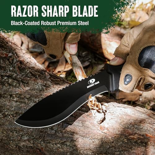Image of Mossy Oak 11.5'' Machete for Yard Work, Survival Kukri Machete Knife with Sheath, EDC Gear, Ergonomic Anti-Slip Handle, Stainless Steel Machetes for Cutting Trees, Gardening, Bushcraft and Hunting
