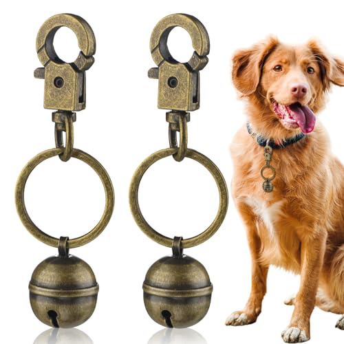 HAVIRI 2 Sets Clochette Chien Chasse，Grelot pour Chien avec 2 Fermoir Mousqueton Pivotant Breloques en Laiton Durable Clochette Extra Forte pour Chien et...