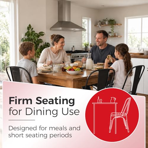 Image of Metal Dining Chairs with Backrest, Stackable, Red, 4 Pack | Easy Assembly, Non-Slip Feet, 330 lb Capacity, Kitchen, Restaurant, Cafe, Pub, Covered Patio