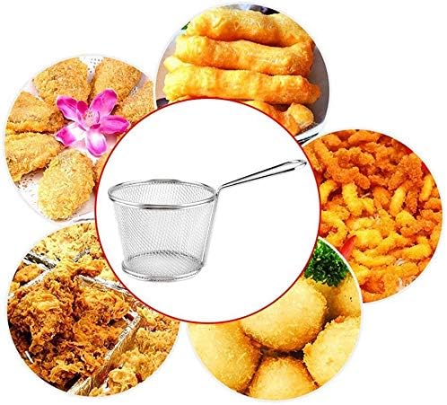 Miniatura 7 de Cesta para freír profundamente, mini chips de acero inoxidable, cestas para freír alimentos, colador de presentación de alimentos, herramienta de